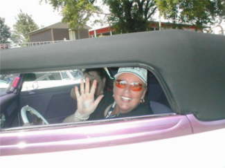 Barb Pickrell, Dayton, Oh cruiseing the show in her beautifull 37 ragtop