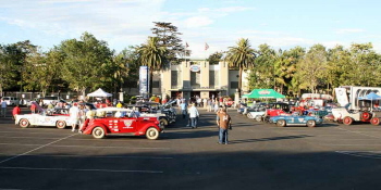 The Great American Race contestants parked at their last timed stop, the Auto Club