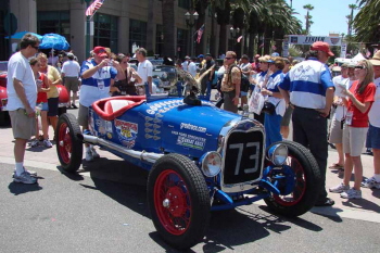 This 28 Ford Model A Bobtail Speedster driven by Bob LaBine and navigated by 