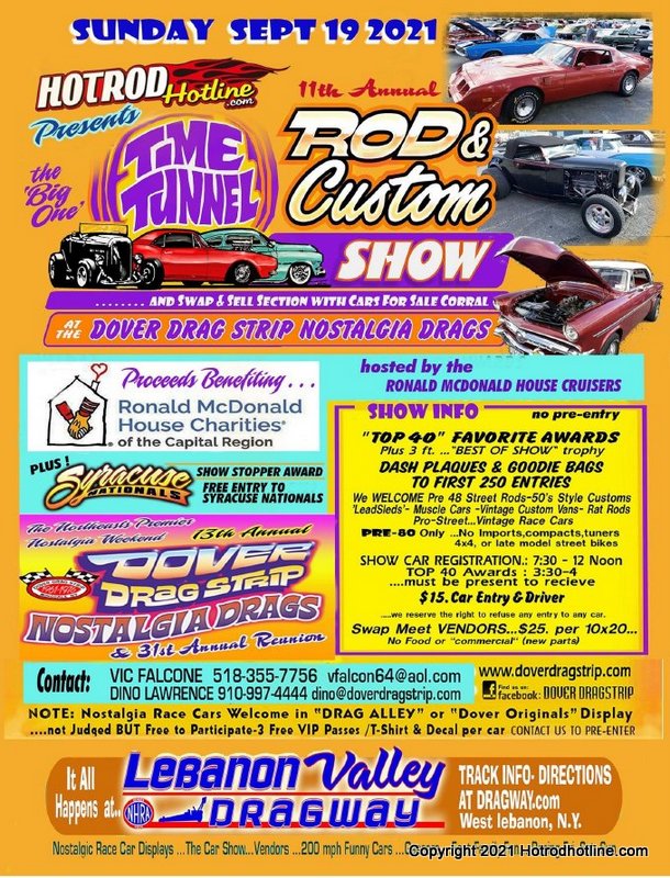 11th ANNUAL ROD & CUSTOM CAR SHOW at DOVER DRAG NOSTALGIA DRAGS