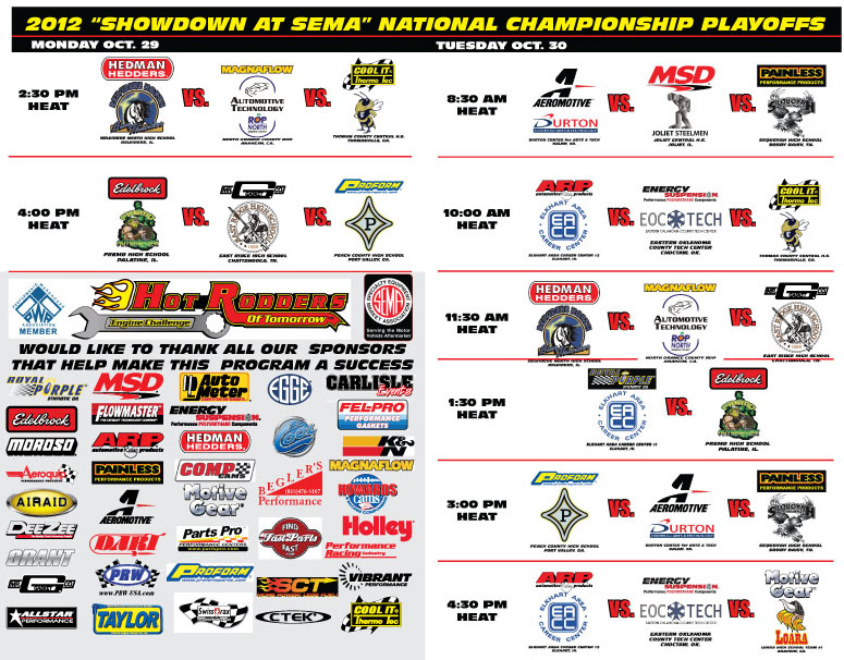 Hot Rodder's Of Tomorrow Playoff Schedule @ SEMA