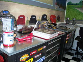 Work Ben helps decorate the room.