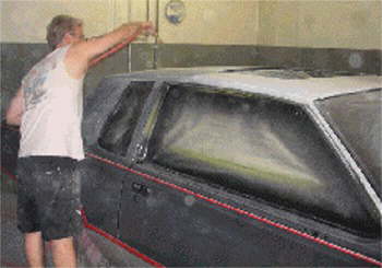 All factory decals & body stripes have been replaced by three coats of meticulous multi-step airbrushing. Red striping that wraps around entire body, has fine gold flake with pearl. Grey stripes match lower body color exactly.