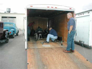 Jack loading & securing his frame in the trailer.