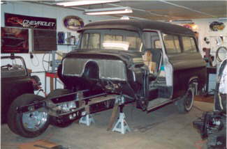 1958 Chevy Suburban (Beater Rod) – Air Ride Mustang II, 4-Link Rear With Sway Bars, American Salt Flat 17’s, AC, Many Custom Body Mods Planned.