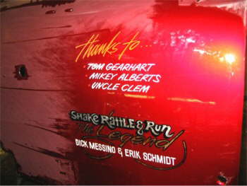 HERE IS THE PHOTO OF THE MEMORIAL LETTERING ON THE NEW REVIDED SHAKE, RATTLE AND